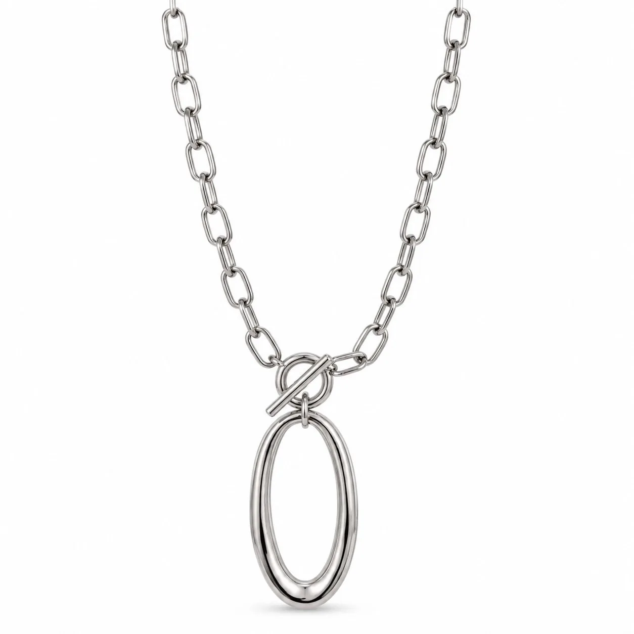 Collar plateado dije ovalado