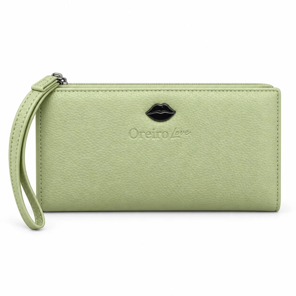 Billetera Oreiro Love verde claro y negra